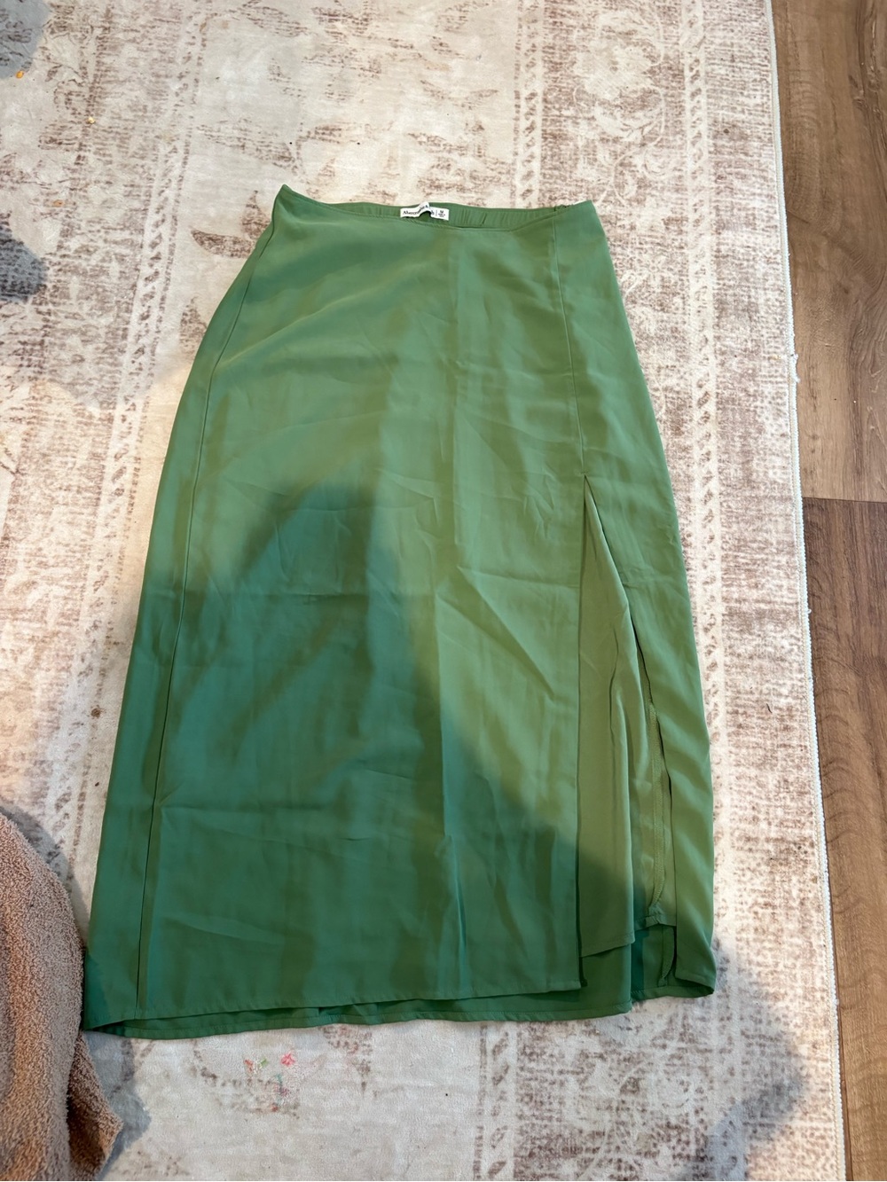 Abercrombie & Fitch Olive Green Midi Skirt with Side Slit